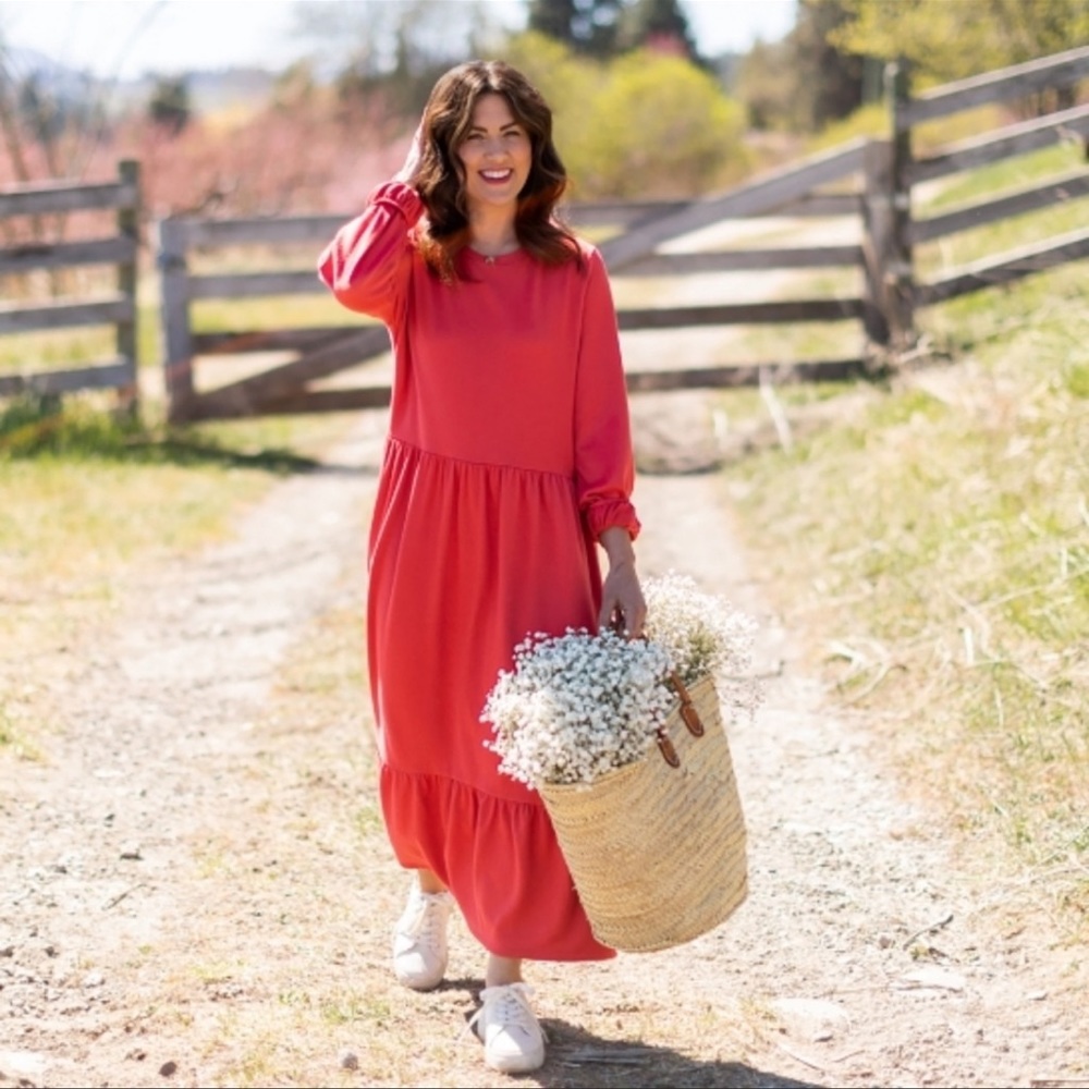 Elegant Coral Maxi Dress
